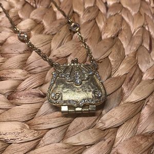 1928 Long Goldtone Purse Locket Necklace